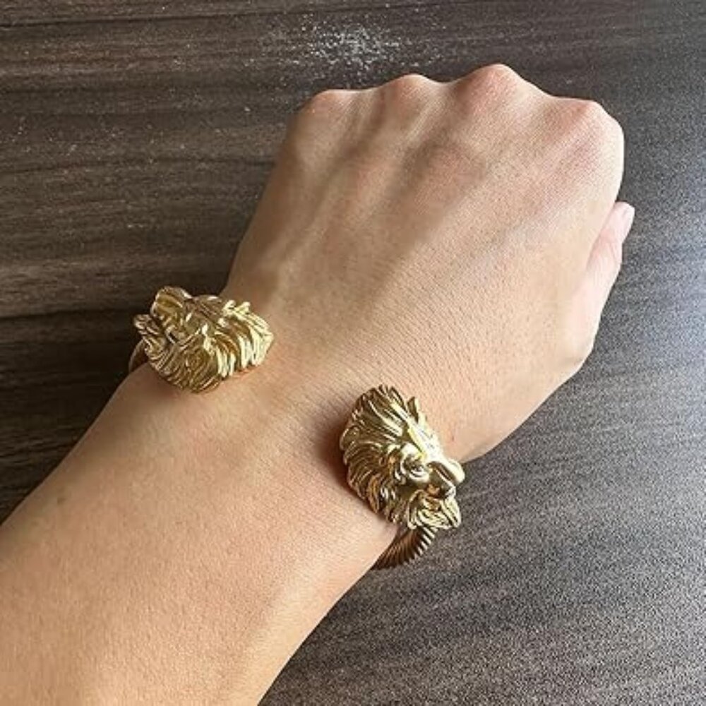 Neiman Marcus 18k Gold Plated Lion Head Bracelet